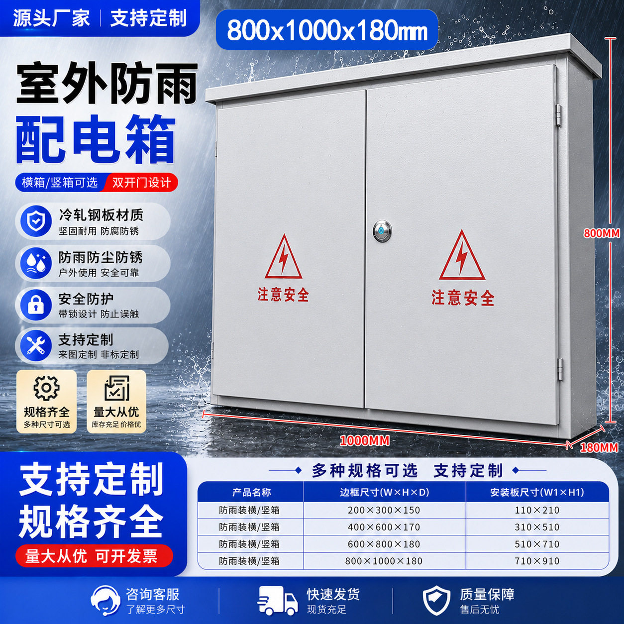 户外防雨明装横电表配电箱定制