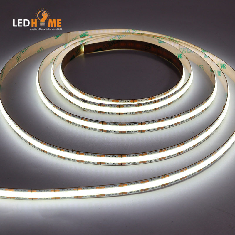 led灯带24v双色温线条灯cob灯条5v低压线型灯柔性12v硅胶防水软灯