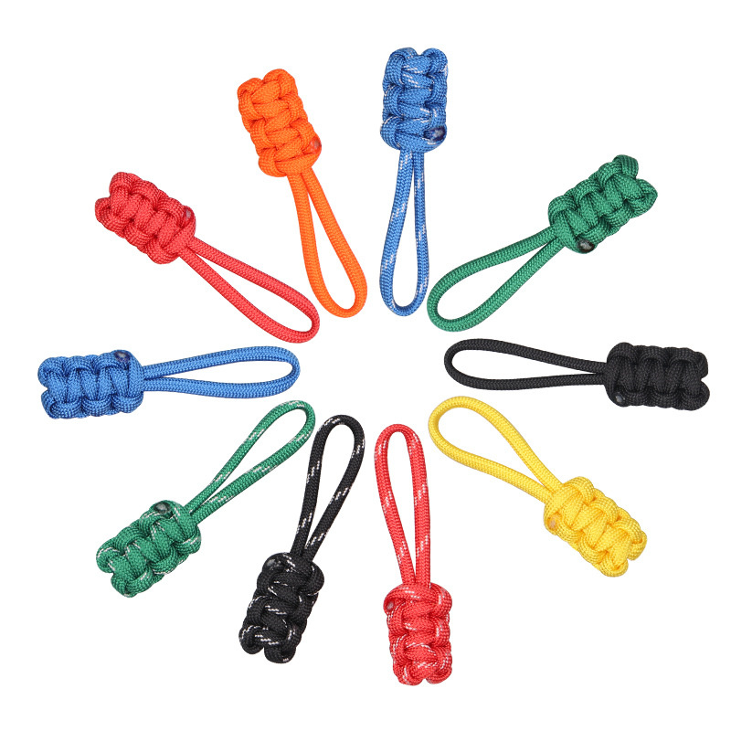 跨境4mm七芯伞绳织带拉链头吊坠户外背包拉尾绳服装箱包装饰挂坠