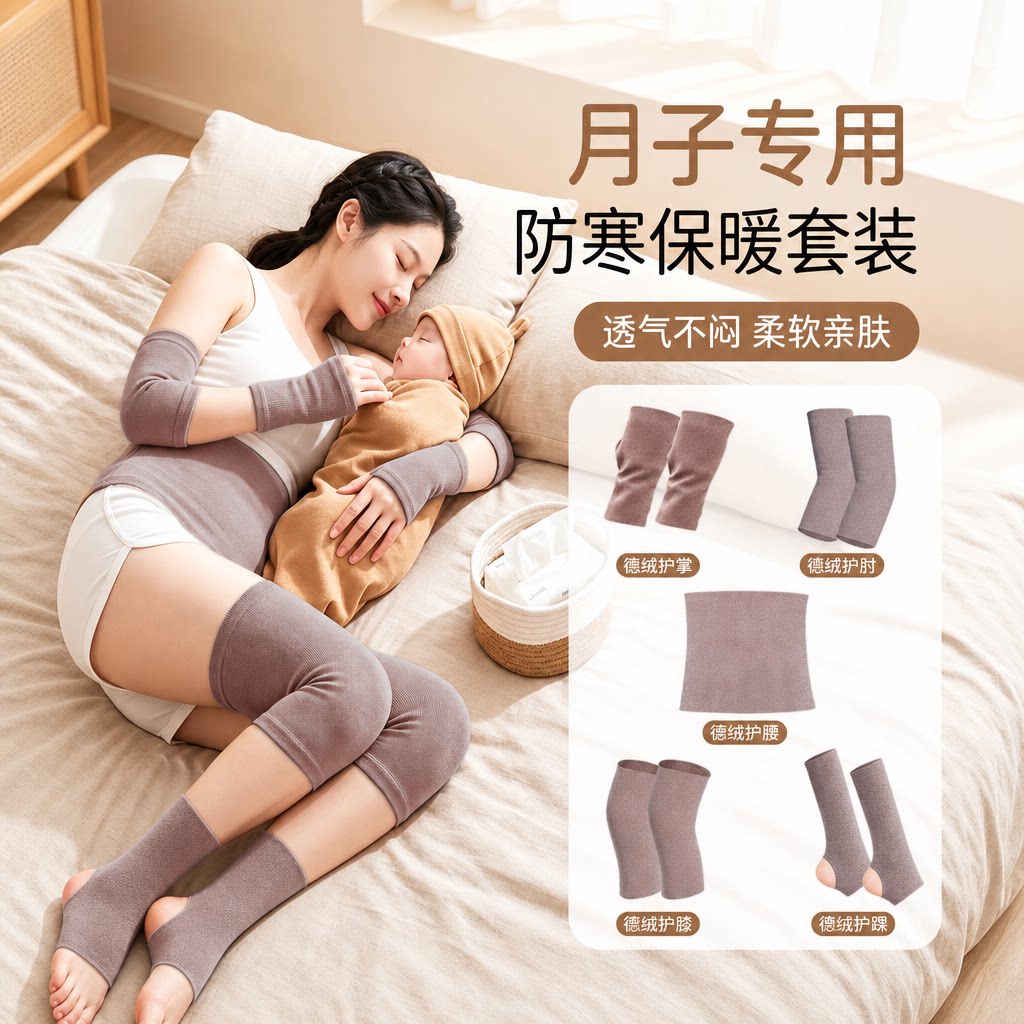 德绒护膝护肘护腕护踝护腰套装关节产后坐月子膝盖防护女士冬季男