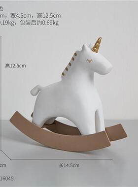 极速北欧ins木马摆件少女心创意家居儿J童房间电视柜书桌装饰品小