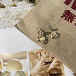 极速韩国流行气质精美三角猫眼石耳环 高感搭法O式简约952银针耳