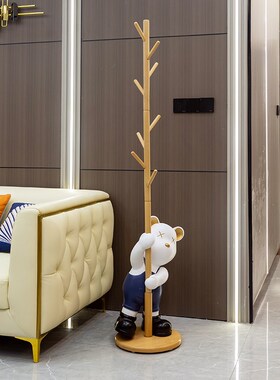 新品暴力熊客厅摆件落地衣帽架卧室挂衣架L轻奢风家用多功能置物