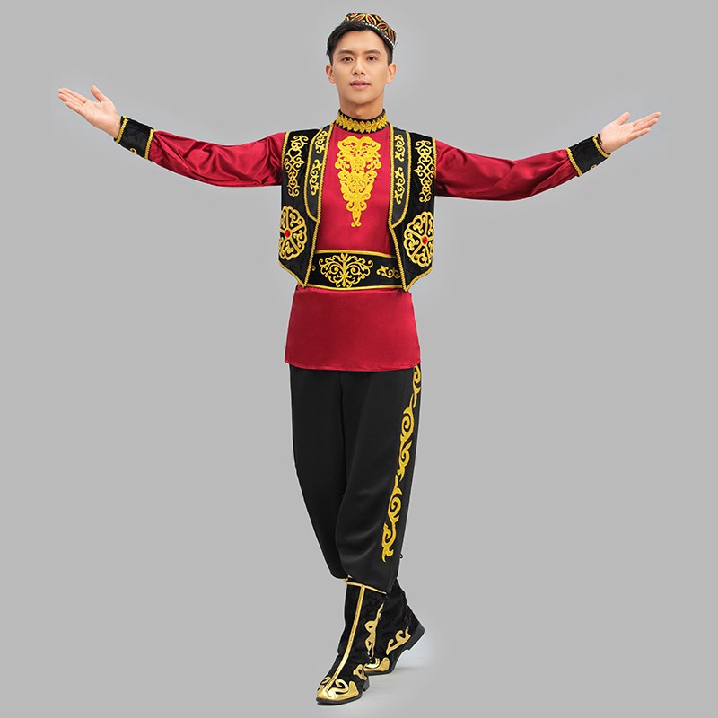 极速新疆舞演出服装o男款短马甲维族舞服团体舞广场舞晚会表演服