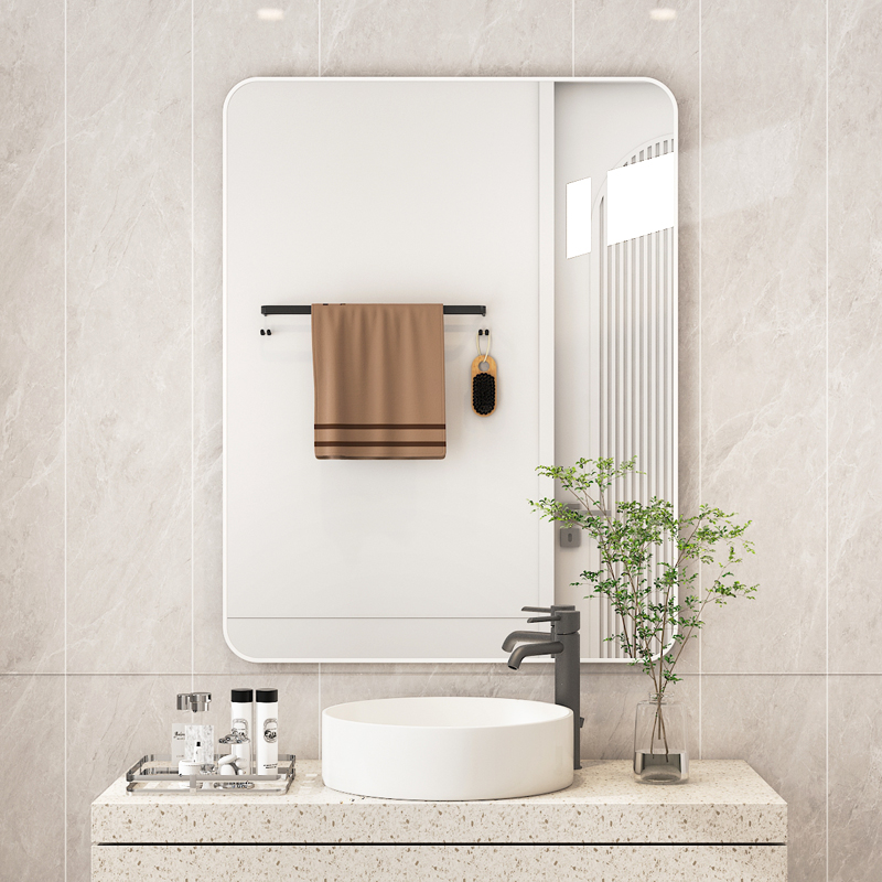 极速镜子洗手台h梳妆镜壁挂式卫生间厕所贴墙自粘免打孔化妆洗脸