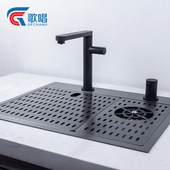 极速带洗杯器水槽单槽小号不锈钢黑色F纳米洗菜盆开放式 厨房吧台