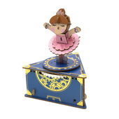 新品 TeamGreen木质旋转音乐盒拼图立体3d模型diy手W工礼物发条式