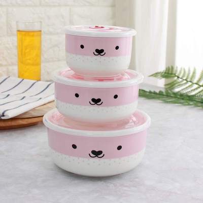 极速可放微波炉加热的便当盒家用D打包饭盒女瓷碗带盖可以可装汤