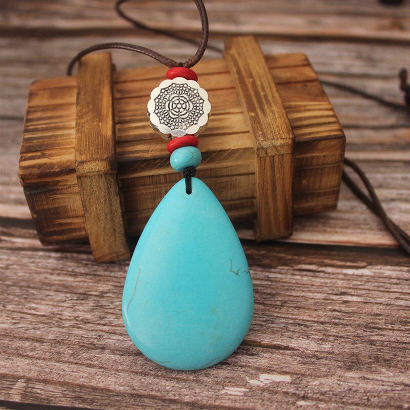 极速复古休闲毛衣链小清新松石项链长款女L森女简约民族风配饰吊