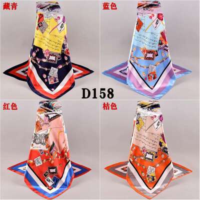 极速Fasbhion new 90*90 satin large square scarf autumn and w