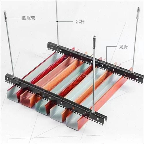 极速木纹铝方通悬吊式天花v板铝方管型材铝屏风铝格栅波浪形隔断