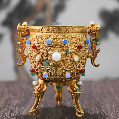 极速镀金瓯永固杯复刻乾隆酒杯清代酒具酒柜办公桌高X端礼品中国