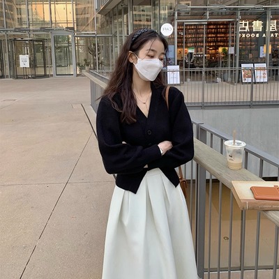 极速白色半身裙i女秋冬小个子高腰法式伞裙中长款垂感a字百褶裙子