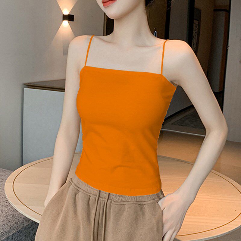 新品小吊带背心女内搭打底u白色外穿带胸垫百搭性感美背别致甜辣