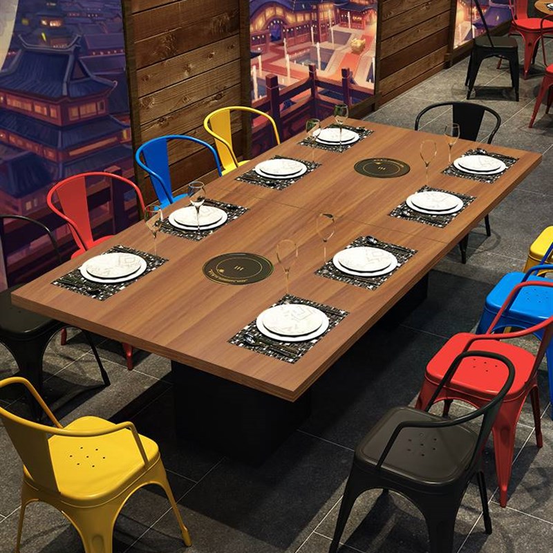 极速火锅a桌一人一锅商用串串香桌子复古小电磁炉一体主题餐桌椅