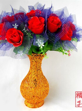 极速手工a氧化铝线花瓶花插摆件创意欧式现代家居时尚客厅工艺品