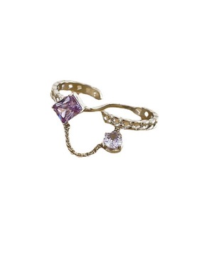 极速设计感小众ins紫色t宝石连指时髦戒指 百搭轻奢潮酷食指尾戒