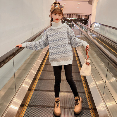 极速加绒儿童打底衫m女童毛衣冬季加厚女大童冬装2023新款高领秋