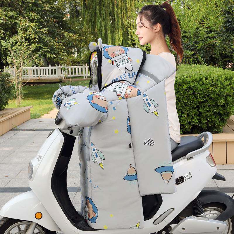 极速儿童亲子款电动机车挡风被罩冬季加绒加厚电动自行.车电瓶母