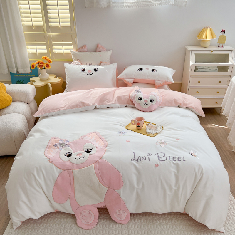 极速全棉床单被套儿童卡通四件套6D0支小女孩纯棉床上用品三件套