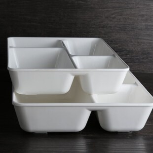 极速密胺带盖四格餐盒分格餐盘便当盒员J工饭盒寿司盒取餐盘可放