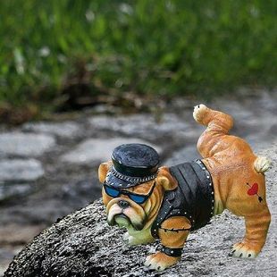 极速Garden Statue Bulldog Peeing StatuNe Resin Figurine