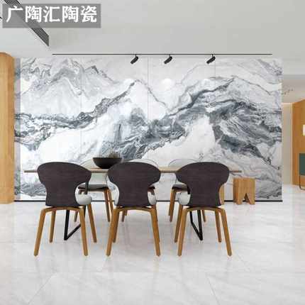 新中式电视背景墙瓷砖岩板微晶石现代简约影视墙客厅轻奢大理石材