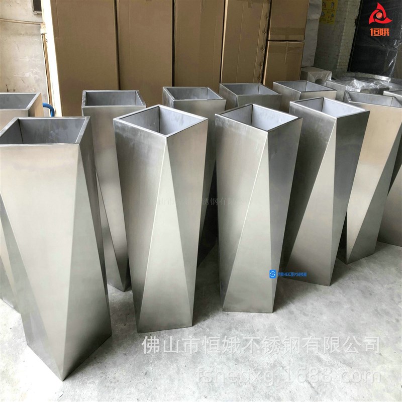 极速厂销北欧简约现n代白色烤漆花盆 酒店大堂组合风格花盆 不锈