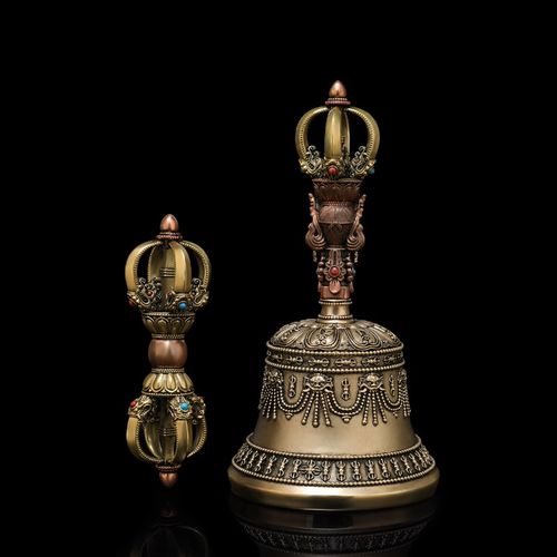 极速尼泊尔工艺五股金刚铃杵v法器纯铜做工精美稀少精致声音响亮