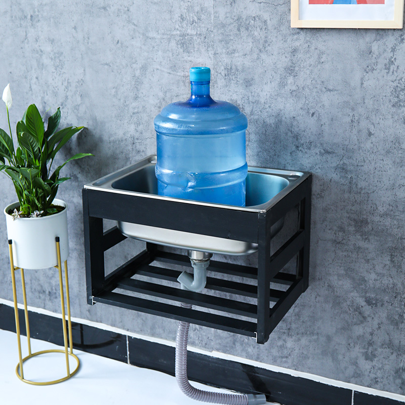 极速加厚单槽304不锈钢水槽挂B墙式带支架厨房洗菜盆洗碗池简易洗