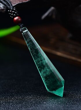 极速天然绿萤f石12面吊坠男女款饰品绿色水晶原石项坠挂坠配饰节