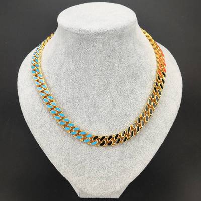 极速-Contrasthing color stitching seven-color Cuban chain cu