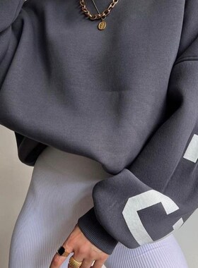 极速Sweatshirit Women Clothing Letter Print Loose Long Sleev