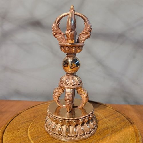 极速尼泊尔工艺藏传五股金刚杵十字金刚J降魔杵带底座铃杵摆件家