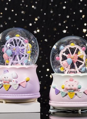 极速1月d新款大号自动喷雪花,内部旋转,灯光音乐