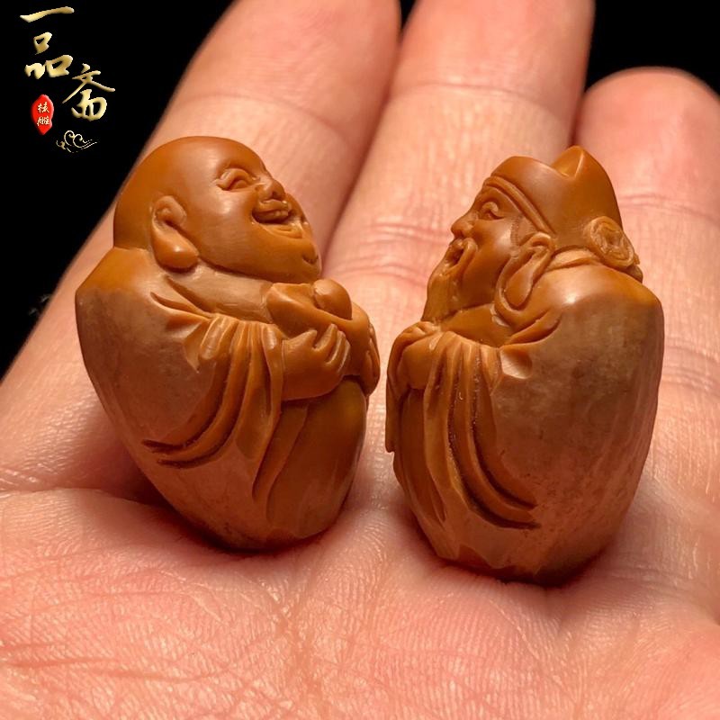 极速手雕c橄榄核单籽财弥腰珠核雕手串配饰吊坠挂件雕刻财神弥勒