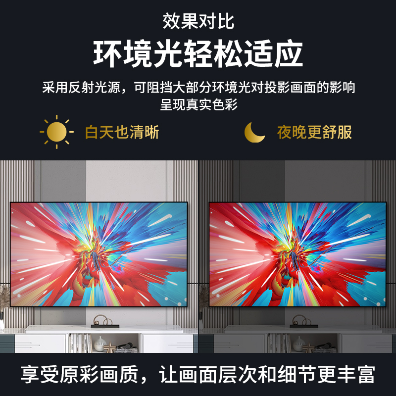 极速激光电视菲涅尔抗光学硬屏投影画框幕布家用S客厅壁挂式电视