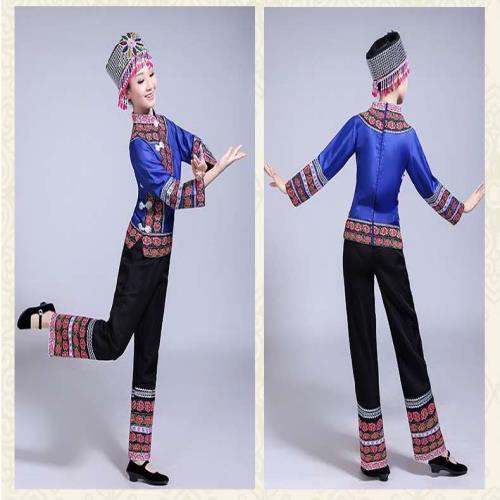极速峨山女装h绣花套装裤装双色彝族演出服装云南少数民族装