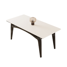 极速奶白岩板餐桌实木现代简约小户型北欧轻奢P意式极简长方形餐