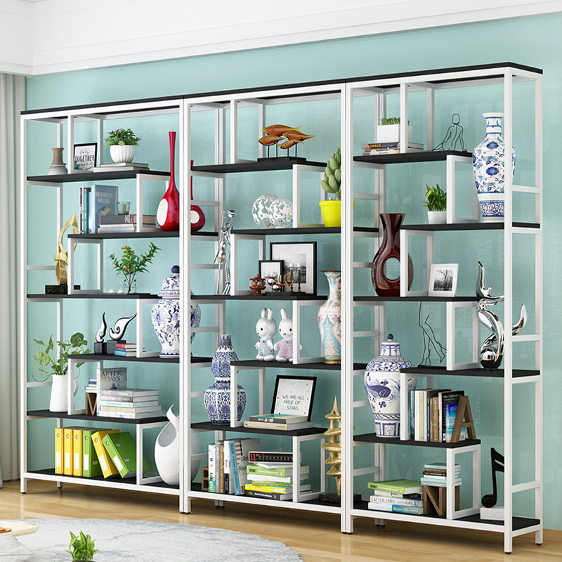 极速简约现代博古架实木中式置A物架茶叶架子隔断铁艺酒柜多宝阁