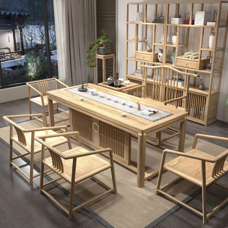 极速【源头厂家】实木q茶桌新中式茶桌一体一整套办公茶几桌茶台