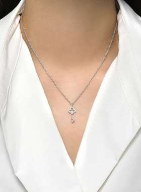 极速Colorful gold nclover zircon short collarbone chain INS