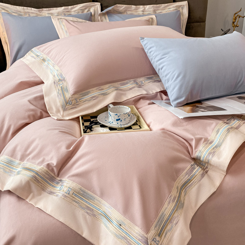 极速轻奢风200支磨毛四t件套全棉秋冬季纯色床单被套裸睡床上用品