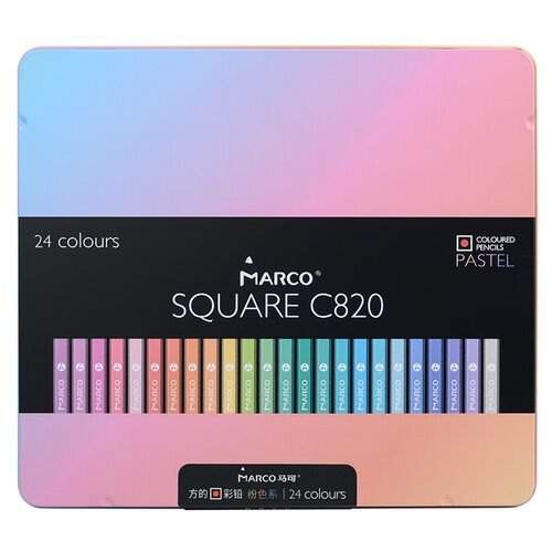 极速Marco Fashion Pastel Color PencilHs SQUARE shape 12/24 A