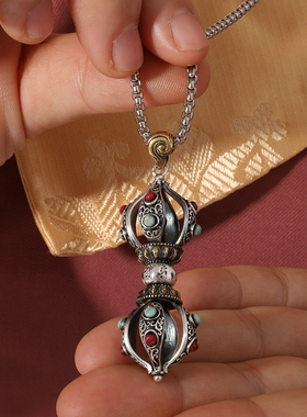 极速藏式b黄铜五股金刚降魔杵吊坠复古男潮密宗法器本命年转运平