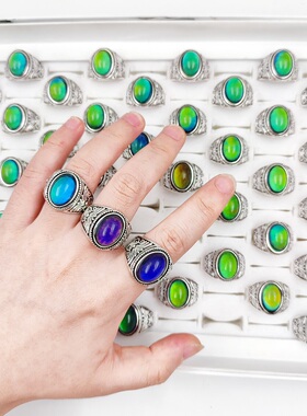 极速20Pcs/Lot Vintage Punk Mood Rings AccessorRies For Men W