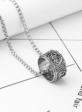 极速Hip hop Ring Necklace titanium sGteel sweater chain simp