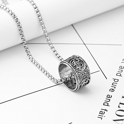 极速Hip hop Ring Necklace titanium sGteel sweater chain simp