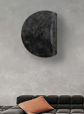 极速新中式圆形无线墙饰家居客厅走廊样板间挂P饰焦灰色创意装饰