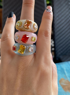 极速Neaw Korean Artistic Irregular Geometric Colorful Transp